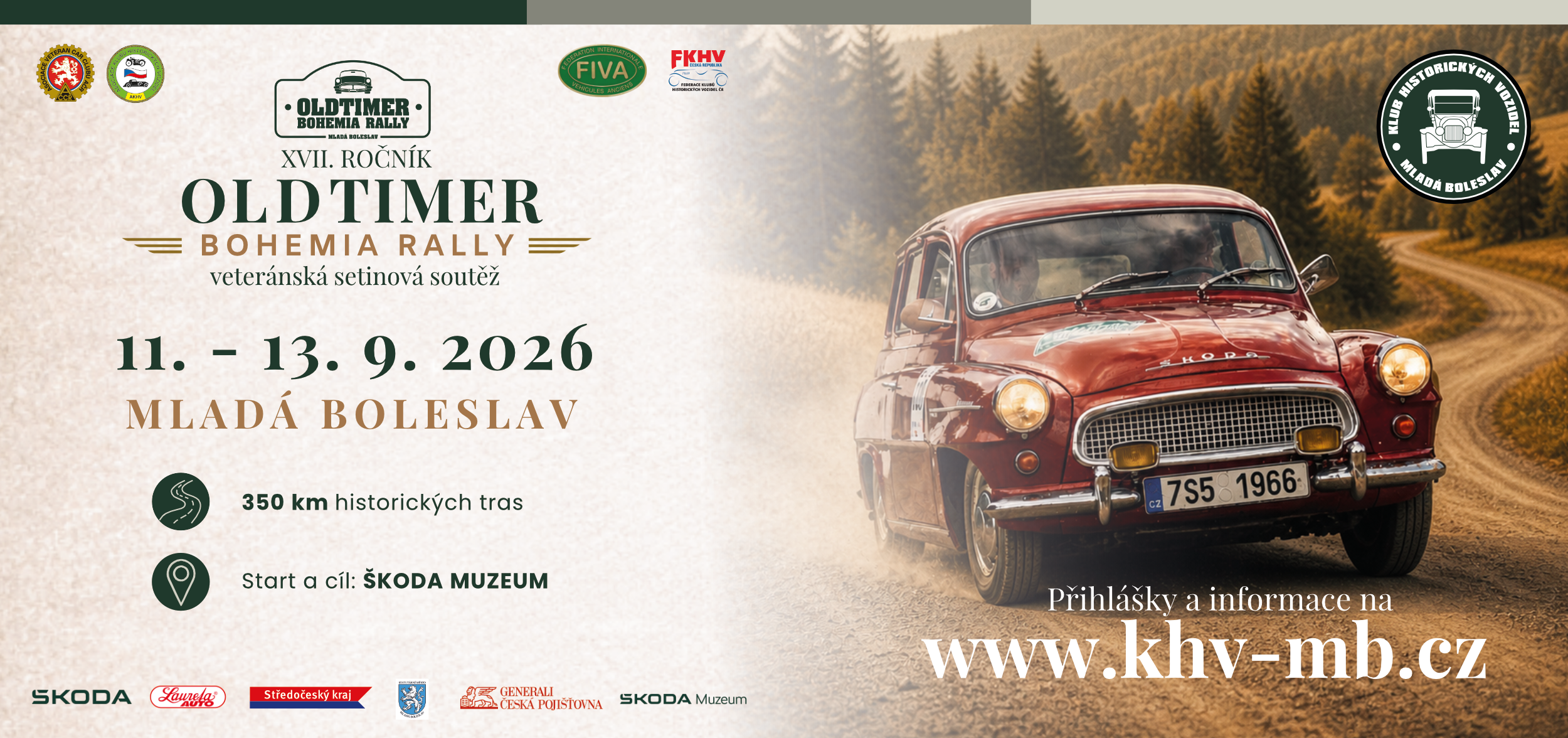 Oldtimer Bohemia Rally, 11. až 13. září 2026, Mladá Boleslav